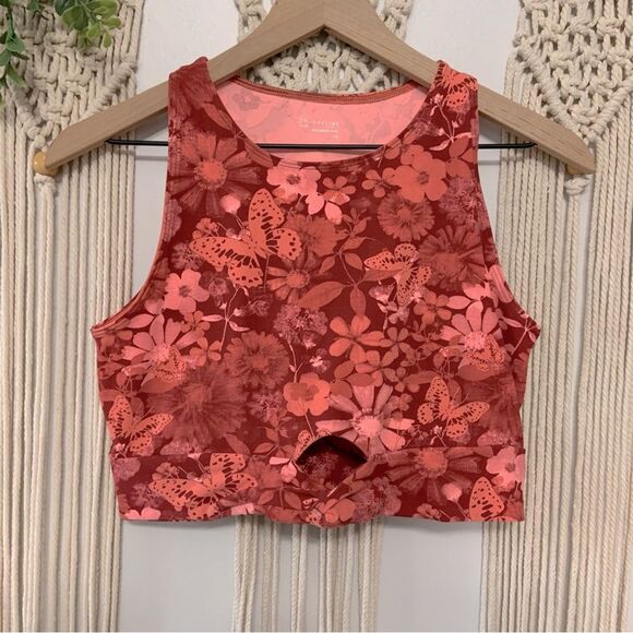 AERIE Offline Real Me XTRA Twist Crop Tank Top Coral Red Orange Large - Picture 1 of 10